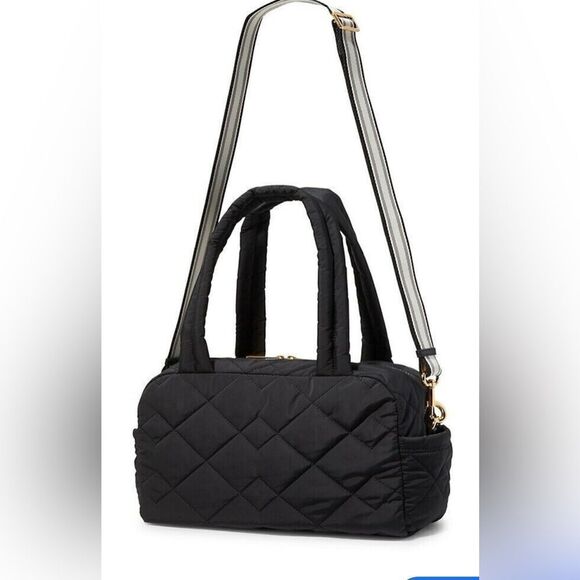 Marc Jacobs quilted puffer Travel Bag with guitar crossbody strap in black - Picture 2 of 16